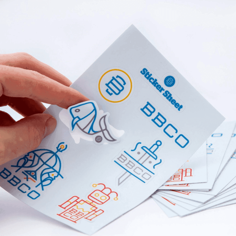 Sheet of custom printed stickers