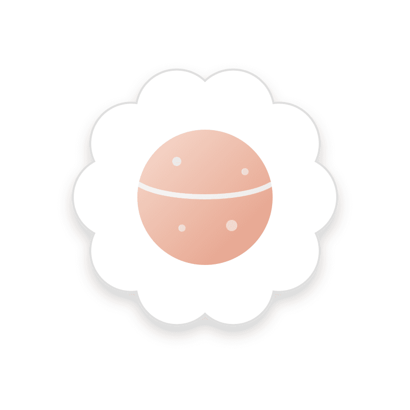 Die cut sticker in a custom scalloped shape with a bath bomb design