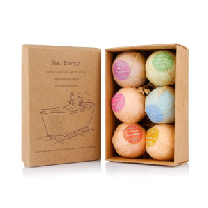 Custom Printed Two Piece Lid And Tray Kraft Paper Bath Bomb Box
